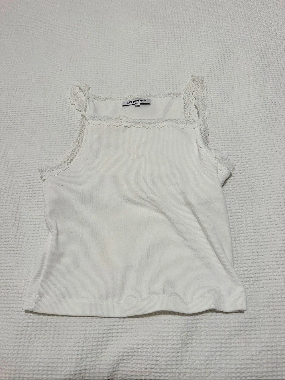 Dairy Boy Sport Lace Trim Tank Top in White Size Medium Like New